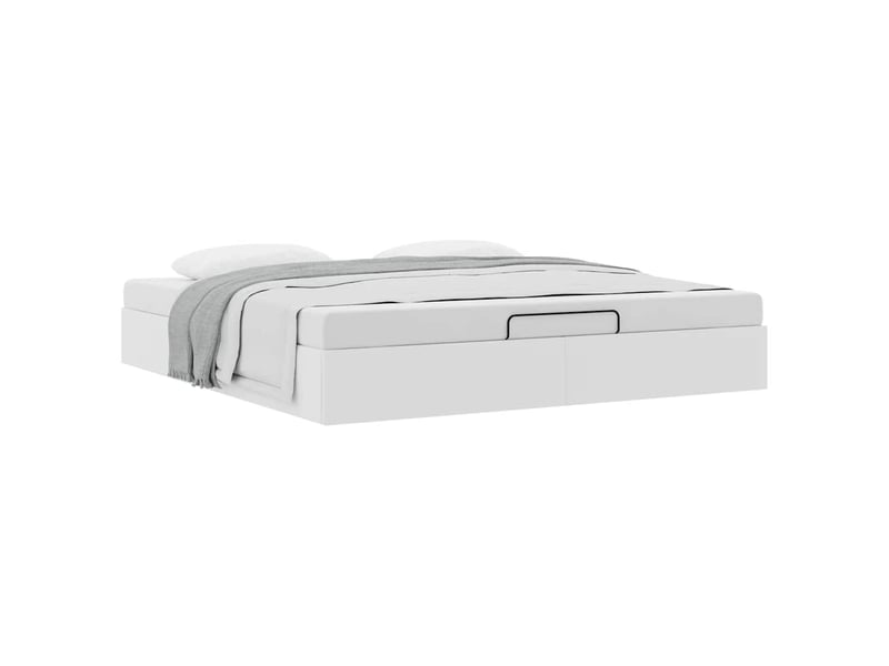  Lit adulte, lit double, cadre de lit ottoman sans matelas blanc 180x200cm similicuir cf10342  - Conforama E