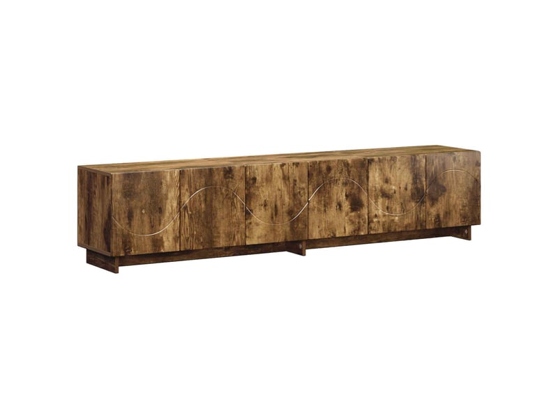  Meuble tv, banc tv 180x34,5x40 cm chêne fumé bois d'ingénierie shl66001  - Conforama A