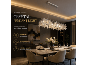 Lustre carré en cristal style italien b – éclairage 3 couleurs