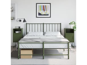 Lot de 2 table de chevet, table d'appoint vert olive 36x39x78 cm acier