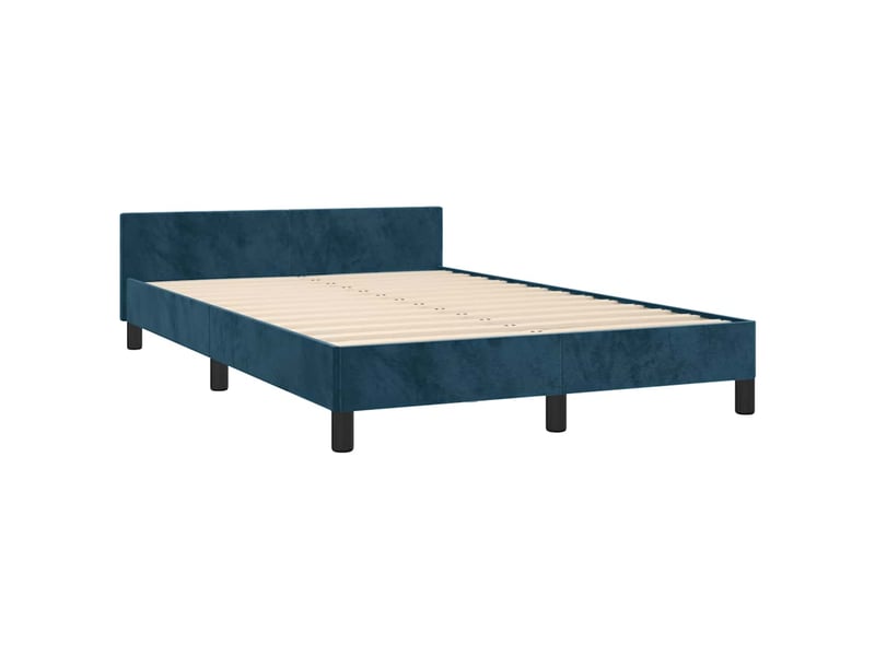  Lit double- lit adulte -  cadre de lit sans matelas bleu foncé 120x190 cm velours  - Conforama D