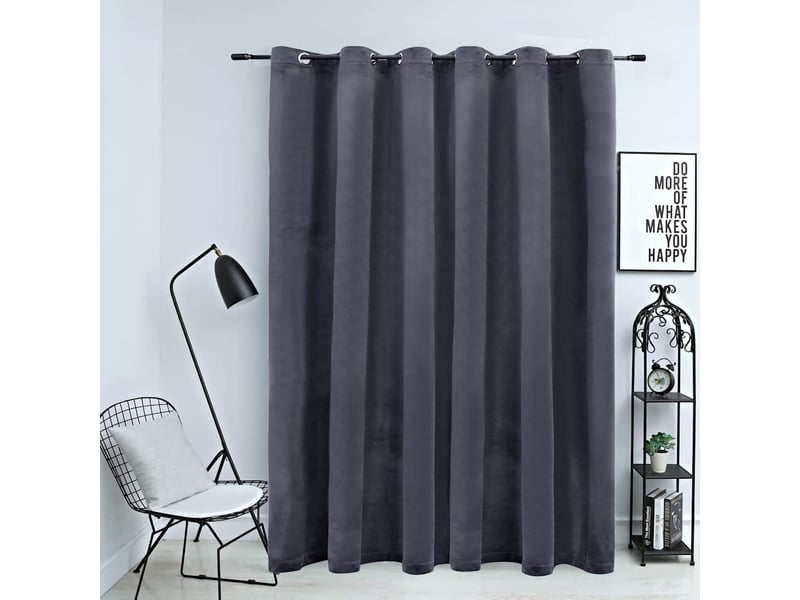  Rideau occultant, rideau black-out et anneaux métal velours anthracite 290x245 cm cf43980  - Conforama B