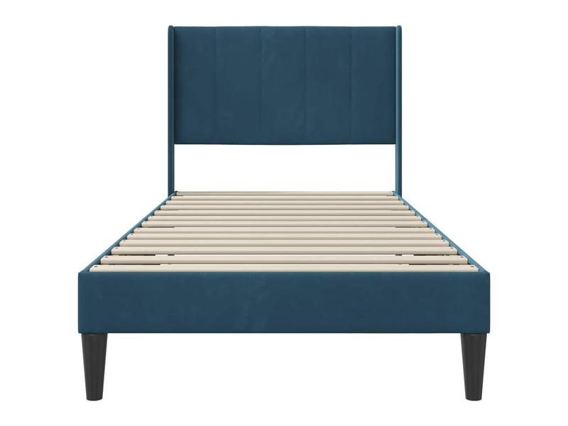  Lit simple- lit adulte -  cadre de lit avec tête de lit bleu 100 x 200 cm velours  - Conforama C