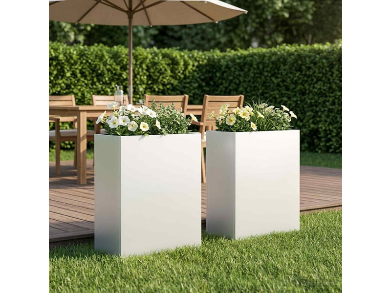  Jardinière - cache-pot de jardin 2 pcs blanc 40 x 20 x 40 cm  - Conforama B
