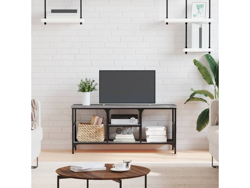  Meuble tv - banc tv - meuble de rangement sonoma gris 100x35x45 cm bois d'ingénierie et fer  - Conforama B