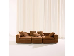 Canapé droit fixe 4 places Tissu rouge