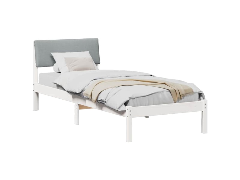 Lit simple- lit adulte - cadre de lit blanc et gris clair 80 x 200 cm bois massif en pin - Conforama B