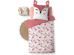 Housse de couette enfant réversible 140x200 cm – coton – motif faon bichette – 42 fils