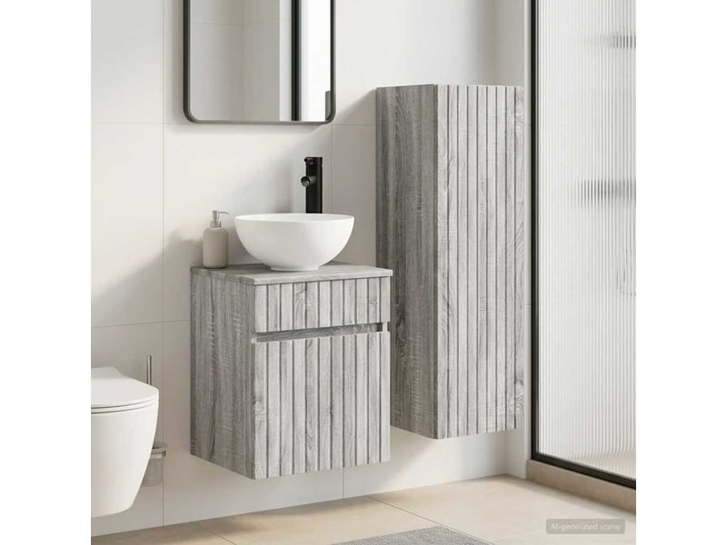 Ensemble de mobilier de salle de bain 2 pcs sonoma gris shl698 - Conforama B