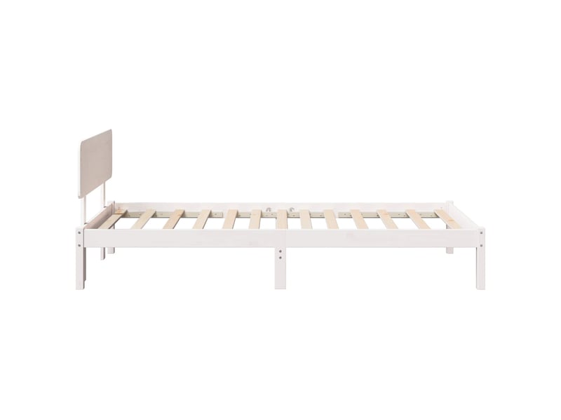 Lit simple- lit adulte - cadre de lit avec tête de lit blanc 90 x 200 cm pin massif - Conforama D