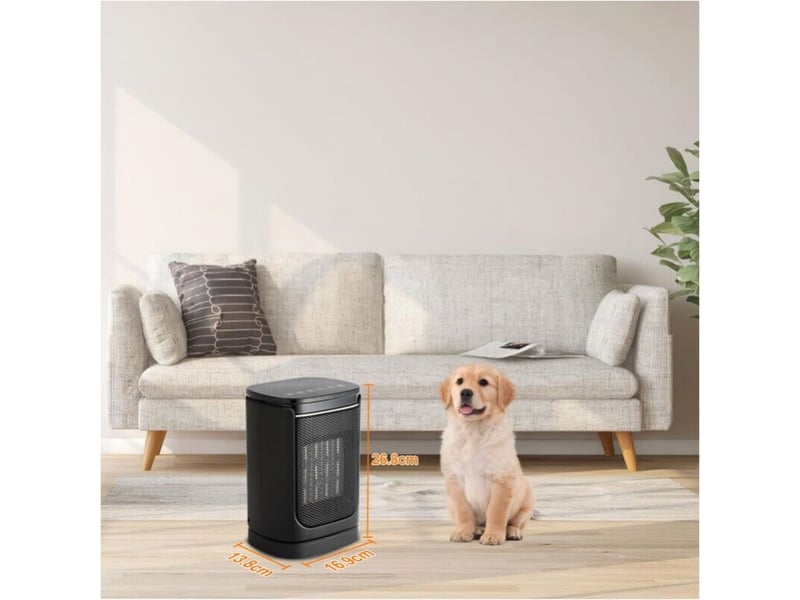  Chauffage céramique avec télécommande 1500w électrique, chauffage vertical domestique au gaz de salle de bains, chauffage instantané à tête secouante, noir  - Conforama E