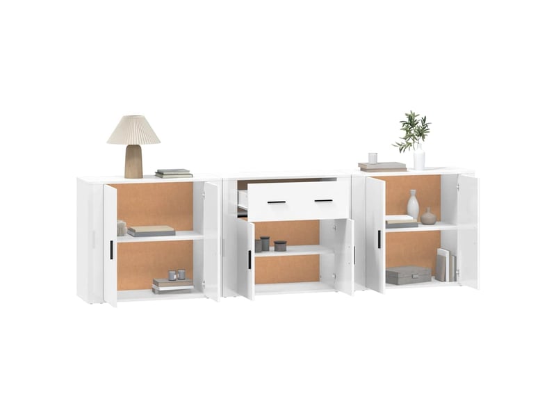  Buffets 3 pcs - bahut - meuble de rangement blanc bois d'ingénierie  - Conforama D