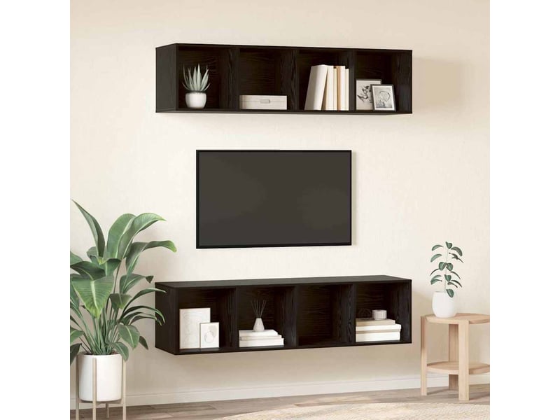  Ensemble meuble tv - banc tv - meuble de rangement 2 pcs chêne noir bois d'ingénierie  - Conforama D