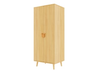 Armoire 2 portes 70 x 55 x 170 cm avec 2 tiroirs, bois clair et métal