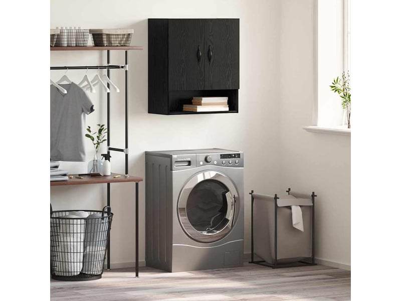 Armoire murale salon, meuble de rangement 60x31x70 cm bois d'ingénierie chêne noir shl7757 - Conforama B