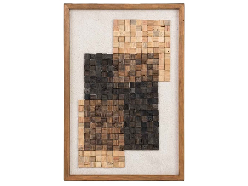  Tableau artisanal en bois recyclé relief beige et noir 42x4x62 cm h  - Conforama B
