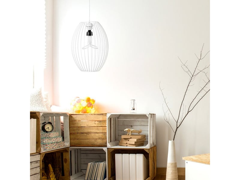  Lampe suspension en métal olivia 41cm blanc  - Conforama C