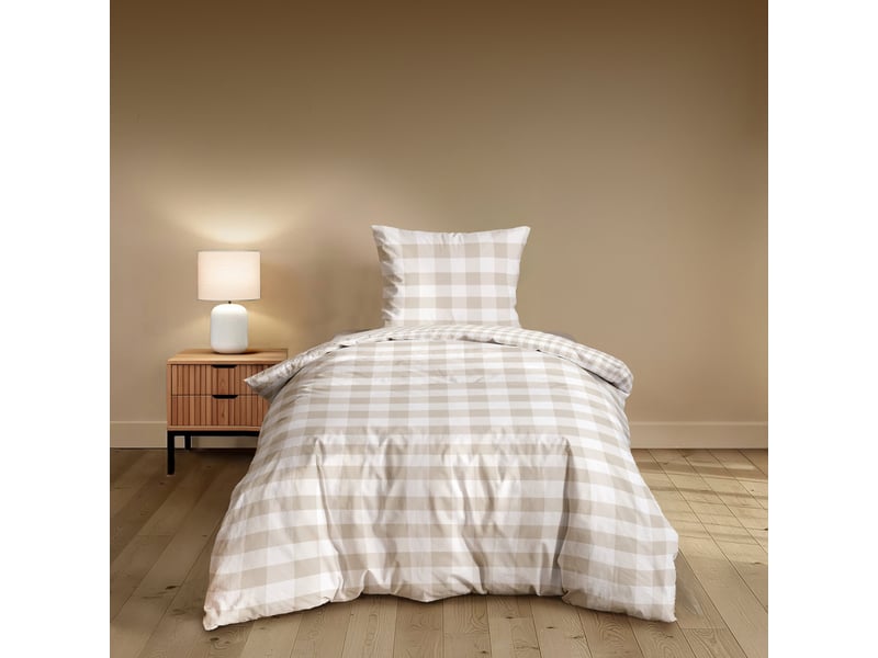  Parure de lit 2 pièces 100 % coton imprimé à carreaux housse + taie 140x200 cm  - Conforama E
