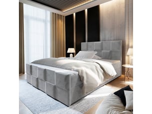 Lit avec rangement 140x200 cm <strong>MASSENO</strong> <strong></strong> coloris gris