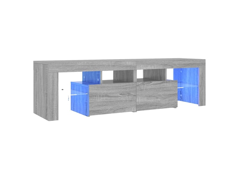  Meuble tv - banc tv - meuble de rangement avec lumières led sonoma gris 140x36,5x40 cm  - Conforama E