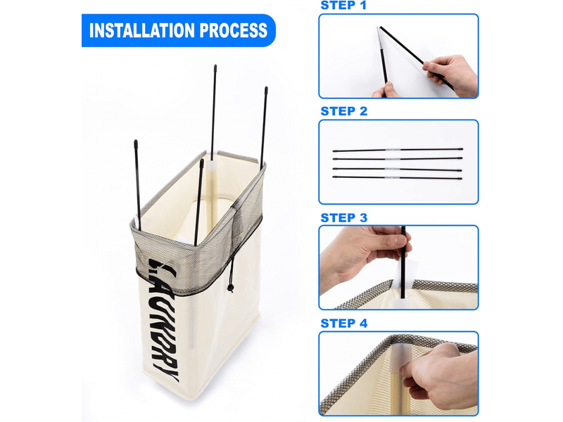  Panier à linge fin à roulettes, pliable avec poignées, bac de rangement d'angle pour la maison, beige  - Conforama D