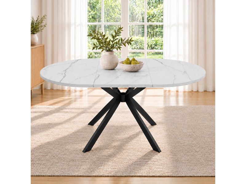 Table à manger extensible rondeovale blanche, 100/140 x 100 cm, 4–6 places  - Conforama B