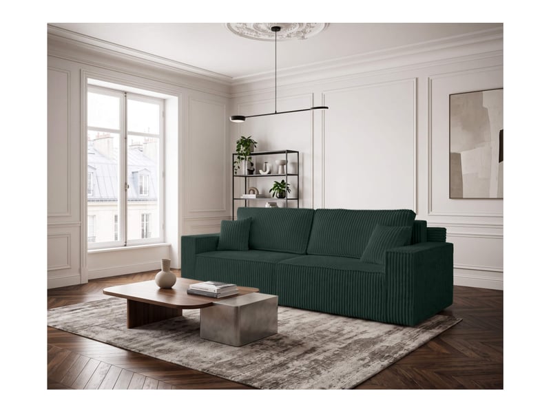 Farah - canapé droit assise profonde 3 places convertible en velours côtelé épais - Conforama B