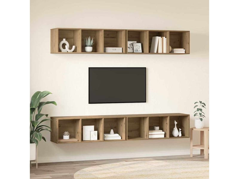  Ensemble meuble tv - banc tv - meuble de rangement 4 pcs chêne artisanal bois d'ingénierie  - Conforama D