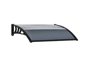 Auvent de porte mural 100 x 75 cm - noir - protection uv et pluie avec kit de montage pour mur en béton