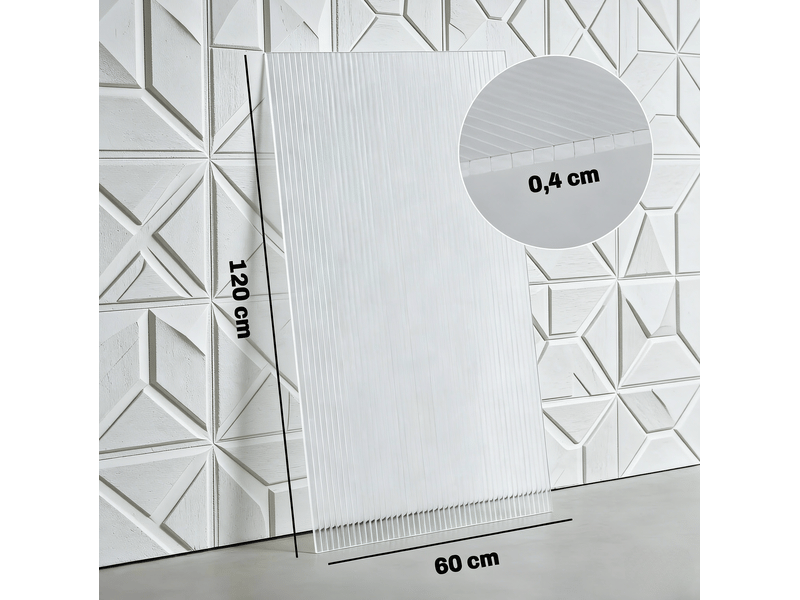 Panneaux en polycarbonate alvéolaire 120 x 60 cm – transparent – lot de 10, anti-uv, épaisseur 4 mm - Conforama C