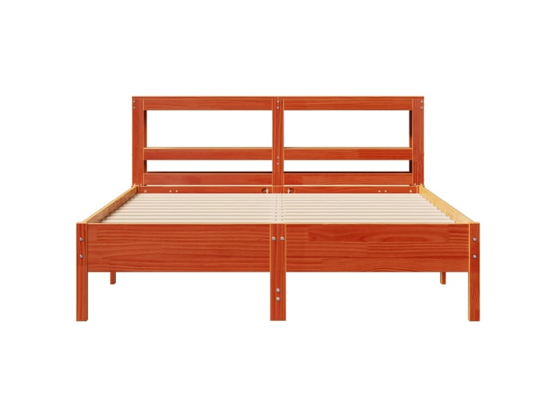  Lit double- lit adulte -  cadre de lit sans matelas  marron 150x200cm bois pin massif  - Conforama C