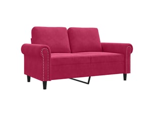Canapé droit, sofa, canapé à 2 places rouge bordeaux 120 cm velours cf20356