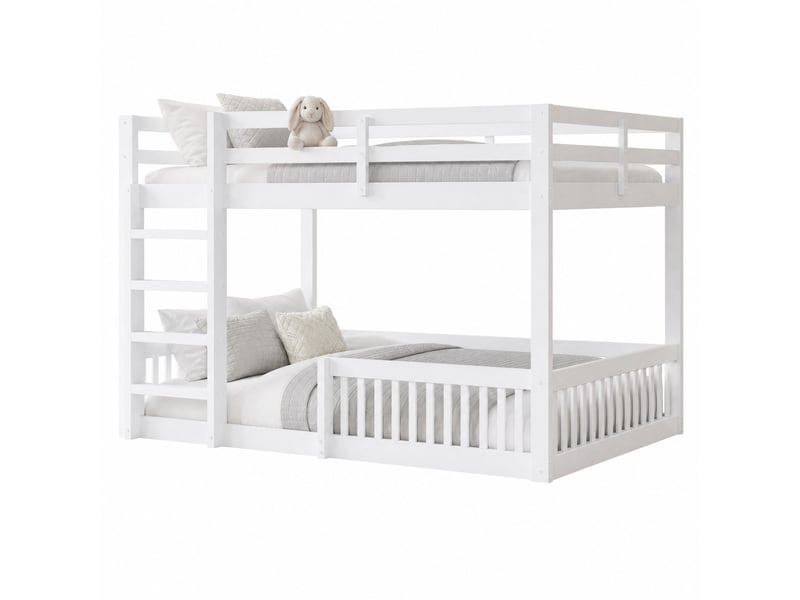  Lit à couchages superposés, 160 x 200 cm, barrières protectrices, chambre, bois et mdf, sans matelas, coloris blanc  - Conforama A