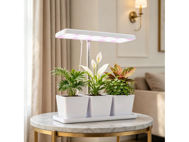  Lampe de croissance led 10 w 31,8 x 13,4 cm – blanche – 3 bacs, minuterie et intensité réglable  - Conforama D