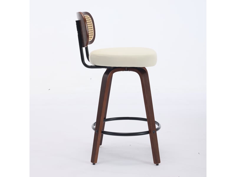  Tabourets de comptoir de3866bg beige noyer 26 lot de 3 avec dossier cannage pivotant rembourré  - Conforama D