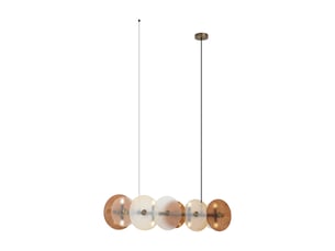 Suspension art déco bronze avec verre ambré droite 8 lumières - text