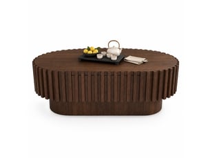 Table basse ovale coloris bois foncé <strong>MIVRAY </strong> <strong></strong> - 50 cmx100 cm