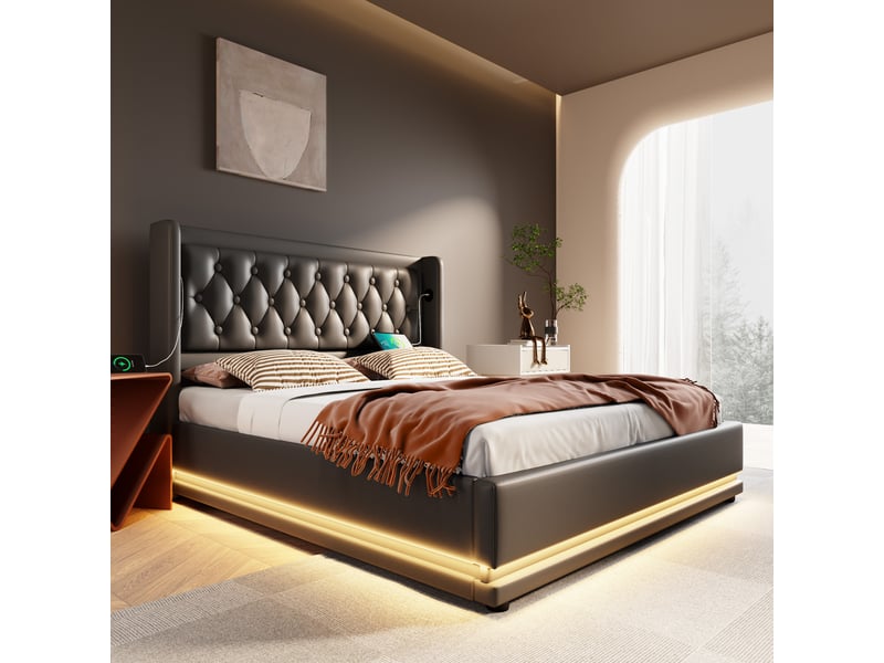 Lit en pu noir 160 x 200 cm - Conforama E