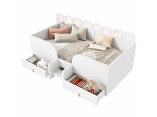 Lit avec rangement 90x200 cm <strong>MODERNLUXE</strong> <strong></strong> coloris blanc