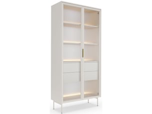 Vitrine coloris taupe 4 étagère(s) <strong>SELSEY</strong> <strong>Lumi</strong> - 91.5 cmx194.6 cm