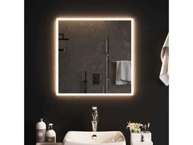  Miroir de salle de bain, miroir de toilette led transparent 60 x 60 cm verre trempé cf62596  - Conforama C