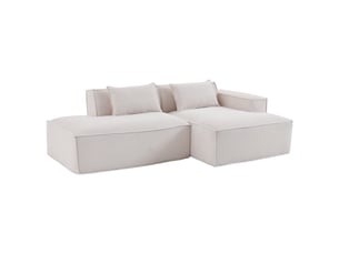 Canapé 2 places beige en tissu polyester - compact 235 cm, assise souple et style moderne