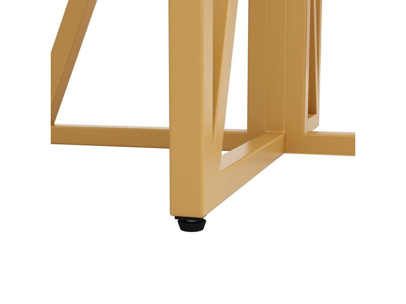 Table de salle à manger 80x80, design luxueux table à manger, plateau laqué brillant, pieds dorés, hauteur réglable  - Conforama D