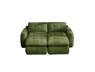 Canapé modulaire 2 places 194x160x68 cm avec 2 poufs en chenille vert