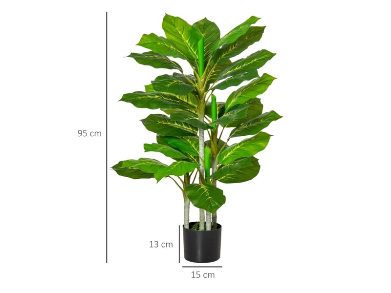  Arbre artificiel 95 cm avec 33 feuilles et pot vert  - Conforama D