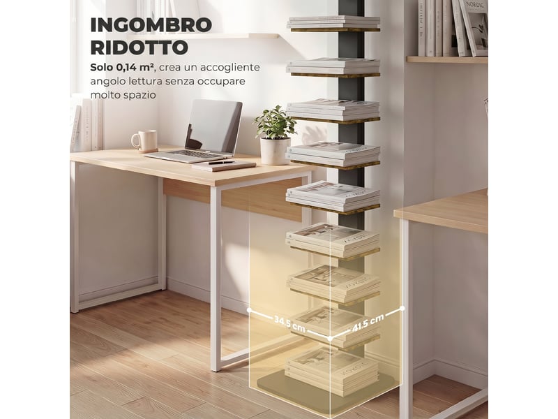 Bibliothèque moderne gain de place à 11 niveaux, 34,5 x 41,5 x 163,5 cm, marron rustique - Conforama E