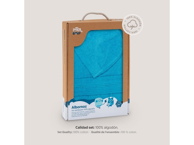  Peignoir de bain enfant interbaby taille 14 ans - turquoise - coton éponge, boîte cadeau 00516-T14-30 - Conforama B