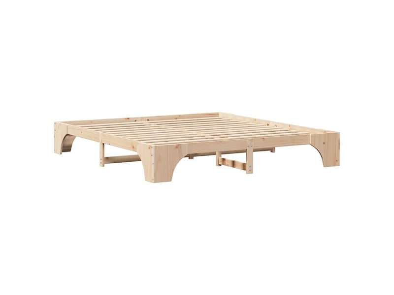 Lit double- lit adulte - cadre de lit naturel 200 x 200 cm pin massif - Conforama C