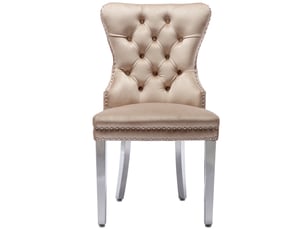 Chaises de salle à manger velours rembourrées, dossier clouté décoratif et pieds métal – lot de 6
