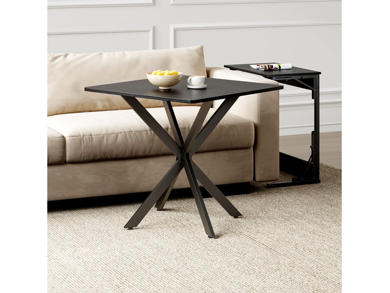  Bout de canapé 80x80x75 cm structure en x métal noir mat  - Conforama C